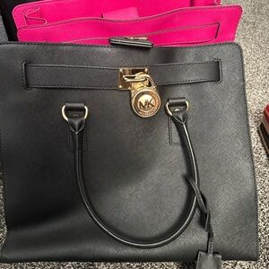 Michael Kors Black Leather Tote Bag